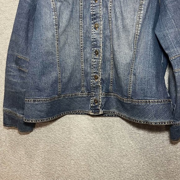 St John Bay Jean Jacket Women 1X Blue Pockets Denim Button Up Long Sleeve - Picture 5 of 15